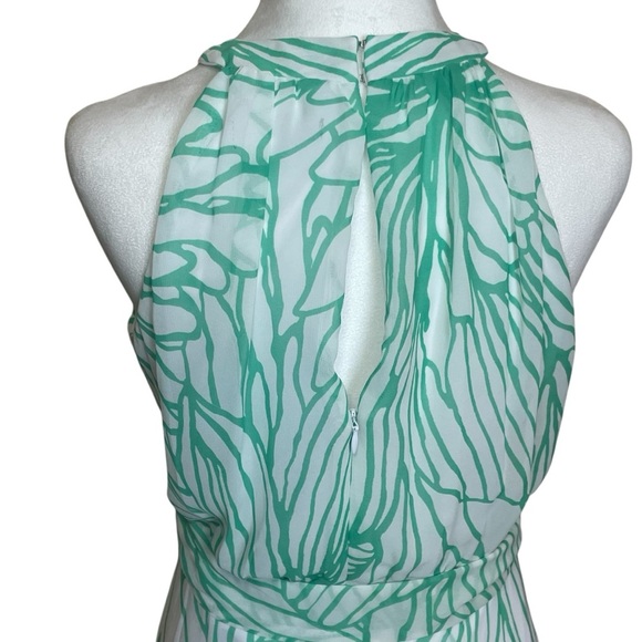 R&K Green White Floral Maxi Dress Size 4 Tropical Flowy Vacation Easter Party - Picture 7 of 14
